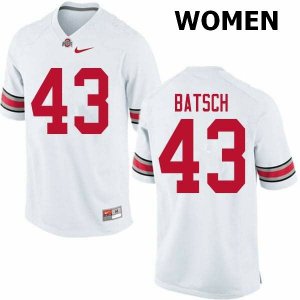 NCAA Ohio State Buckeyes Women's #43 Ryan Batsch White Nike Football College Jersey OQH7045GB